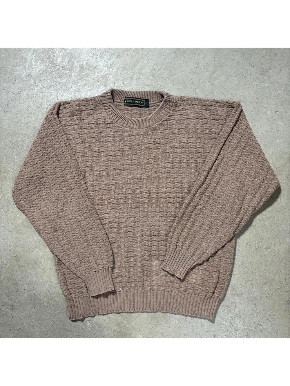 Vintage 90s Croft & Barrow Chunky Knit Basketweave Sweater Brown Mens M